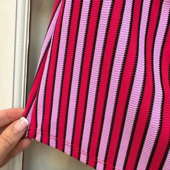 Anne Cole | Dark Pink & Lavender Stripe Tankini Swimsuit Top Size XS NWT Beach - Picture 7 of 10